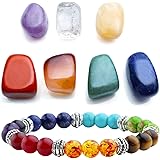 (7 Chakra Bracelet Without Charm) - Top Plaza 7 Chakra Reiki Healing Crystals Yoga Balance Irregular Shape Polished Tumbled P