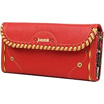 Amazon | [ホコモモラ] かぶせ長財布 革かがり ステッチ 花