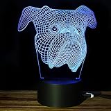 テーブルランプ3D創造性光る犬のヘッドLEDナイトライトベッドルームのベッドサイドランプホリデーギフト,Blue