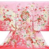 【お宮参り着物】【ピンク地系 毬に熨斗と花の柄】女の子 友禅 刺繍 正絹【風呂敷プレゼント / ギフト対応】