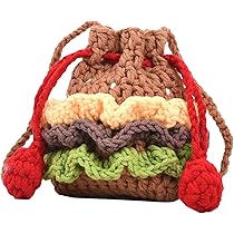 【ハタス】ハンバーガー型かぎ針編みポーチ　ハンドメイド かぎ針編み】ハンバーガーの巾着ポーチ編み方解説🍔💕/How to
