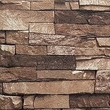 Blooming壁:壁紙Faux Rust Tuscanレンガ壁紙ロール、20.8 in * 32.8 Ft = 57 Sq Ft、Looks Real Up 。ブラウン 20.5" x 396"=5