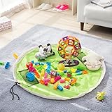 Dazers おもちゃ収納バッグ 子どもプレイマット お片付け簡単 特大マット 直径150cm ブロック 収納袋 (グリーン（新型）)