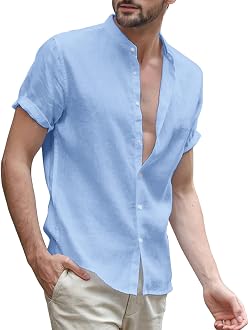 Linen Shirt Short Sleeve Casual Shirts 