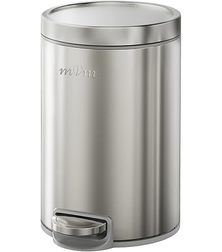 ブラッシュドステンレススチール製ラウンドステップカン（ペダル式ゴミ箱）12L ② 不二貿易 クラシックステップビン 12L / ゴミ箱 ダストボックス