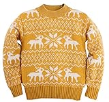 (コ-ランド) Co-land キッズ ニットセーター ベビー服 男の子 女の子 丸首 長袖 シカ柄 子供服 こども 男女児 プルオーバー 秋冬トップス カジュアル イエロー 120
