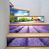 階段自己粘着性の壁紙美しいラベンダーの花の家の装飾3D取り外し可能なDIYの3Dステッカー現代のHD防水階段の壁紙は、