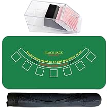 Amazon | SALUDABLE ブラックジャック マット カジノ カードシュー