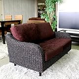 【設置代無料】 アジアン 2人掛けアバカソファー Evan エヴァン 二人掛けソファー バリ風 アジアンリゾート家具 アジアンテイスト 2Pソファー おしゃれ ダークブラウン