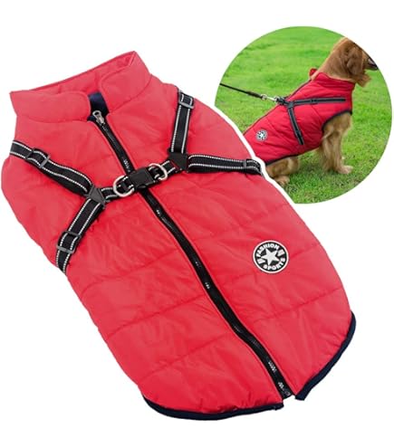 Amazon | GIIPET 犬の服 冬 防寒 一体型 犬 ベスト射材付き 袖なし 綿