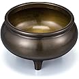 仏壇屋 滝田商店 香炉(京丸型) 4.5寸(胴径13.7cm×高さ8.4cm)◆仏壇用の特選仏具・高級仏具・前香炉 真鍮製 線香立て 高岡銅器【滝田商店発行 証明書付】