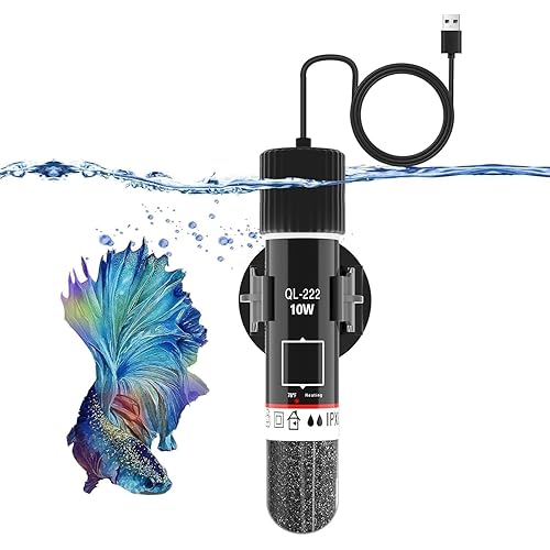 水槽用ヒーター 10w USB給電式 熱帯魚/金魚/カメ対応 水中水槽ヒーター 水温管理用 石英ガラス 水族館ヒーター 恒温26℃ 1.5-20-30L水槽適応