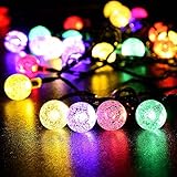 ReaseJoy イルミネーション 30LED 6m ソーラー充電式 ストリングライト 屋外 防水 光センサー内蔵 自動ON/OFF ガーデンライト お庭 クリスマス パーティー 結婚式 赤黄青緑