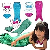 アリエル風 マーメイド 衣装 キラキララインストーンのティアラセット ビキニ 女児 水着 スイムウェア GIRLS 100cm 110cm 120cm 130cm 140cm 150cm(140タグ,