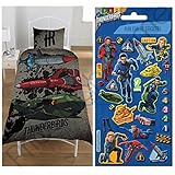サンダーバード 5 4 3 2 1 ! Thunderbirds are go オフィシャル シングル 掛け布団 カバー ＆ 枕 敷布団 カバーセット キッズ 寝具 おまけステッカー付き [並行輸入品