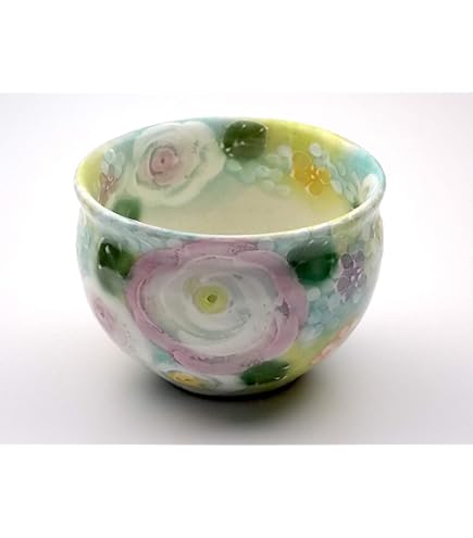 Amazon | 工房ゆずりは 藍彩白絵花 抹茶碗 手造り 手描き 瀬戸焼