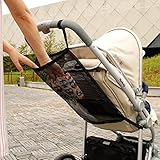 ストローラー メッシュバッグ ベビーカー バッグ 収納 小物入れ 便利 乳母車メッシュバッグ 取り付け 簡単 大口収納ポケット ブラック