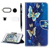 YOKIRIN iPhone 7 Plusケース、カラフルな印刷フリップレザー財布ケースTpuインナーカバーwith 4 in 1保護キット(カメラレンズプロテクター、アンチダストプラグ、コードホルダ