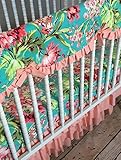 Lavender Linens Three Piece Peach and Aqua Floral Crib Set by Lavender Linens
