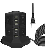 Amazon.co.jp: JIACHANタワー式電源タップ 縦コンセント 8AC充電口雷
