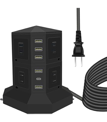 Amazon.co.jp: JIACHAN 電源タップタワー式 USB PD Type-C付8個AC