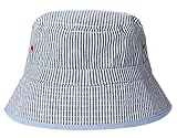 (コ-ランド) Co-land ベビー用ハット 赤ちゃんキャップ キッズ帽子 子供サンバイザー フィッシャーマンハット 縞柄 リバーシブル 女の子 女児 紫外線 UVカット ライトブルー 54cm
