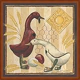 木製アヒルII Anita Phillips Folk Art Wovenバスケット入りアート画像壁装飾 22 x 22 SB-AP048-O-22x22