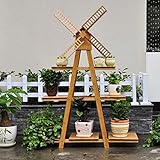 TIDLT フラワースタンド 竹素材 インドア バルコニー 多層 風車 フロアスタンドフラワースタンド (色 : スリーレイヤー)