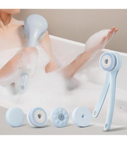 Amazon | 電動ボディブラシ シャワーブラシ、防水長柄ダブルハンドル