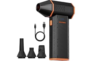 WOLFBOX MF50 Electric Air Duster 110000RPM Super Power, Long Runtime | 3-Speed Adjustable Mini Blower, Rechargeable Battery, Coldless Dust Blower for Computer, Keyboard, House, Outdoor and Car