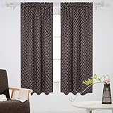 DeconovoロッドポケットBlackout Curtains with Printed円パターン 52x63 ブラウン CT1765D-1