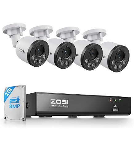 Amazon.co.jp: 【500万画素+8台まで増設可能+2TB】ZOSI 防犯カメラ