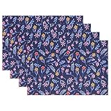 thunana、プレースマットLovelyパターンディナーマット、耐熱、crinkle-proofプレースマット set of 6