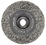 Weiler Trulock Narrow Face Wire Wheel Brush, Threaded Hole, Stainless Steel 302, Crimped Wire, 4" Di