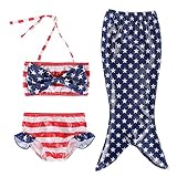 BAOHULU 女の子　子供水着　セパレート 可愛い　人魚姫　人魚 衣装　3点セット　4色揃え　コントラストカラー配色　優雅　可愛い　ベビー水着　柔らかい　快適　スイミングウェア (9-10歳(ラベル