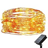 100 LEDソーラー銅ワイヤ文字列ライト オレンジ S-100-copperwire-warmwhite