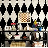 Blooming壁:ブラック&ホワイトフェイク大理石Trellis壁壁画壁紙、20.8 in * 32.8 Ft = 57 Sq Ft /ロール、Looks Real Up 。 20.5" x 396