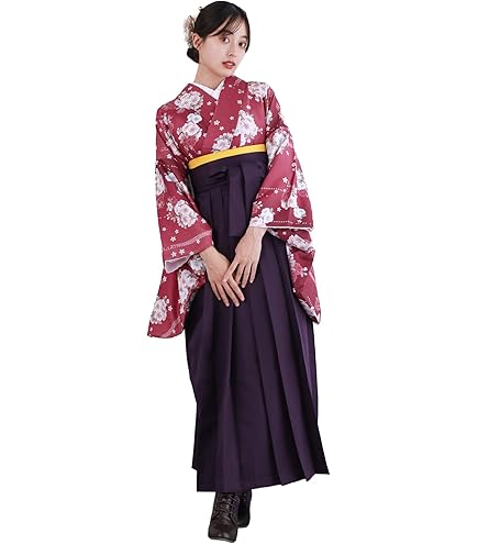 Amazon.co.jp: 卒業袴 二尺袖着物 バイカラー袴 レースフリル 3点