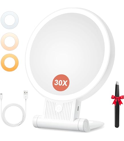 Amazon.co.jp: ハイライト化粧鏡、Ledランプ付きクリップ式拡大