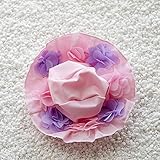 女の子　花柄スイムキャップ　子供 水着 帽子 スイムキャップ キッズベビー 水着 スイミングキャップ お花柄　 可愛い立体手縫いカラフル‐花（５色展開） (ワンサイズ, ピンク)