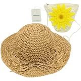 yopindo帽子PurseセットStraw Sun Hat折りたたみ式ビーチキャップwithバッグfor 2 – 7歳ガールズ 1-5 years old ホワイト
