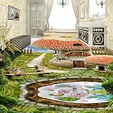 lhdlily Virgin Forest Fantasyパスフローリング床壁紙バスルームスクエアWear自己粘着壁紙壁画 LHDLily-561616981-12750