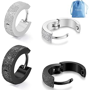 フープピアス メンズ レディース 4個セット サージカルステンレス アレルギーフリー 両耳用 人気 かっこいい シンプル リングピアス アクセサリー 誕生日 記念日 プレゼント男女兼用 マット シルバー&マットブラック(幅4mm 黒白内径 9mm)