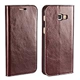 Golikef Samsung Galaxy A5 2017 A520 ケース カバー バンパー 手帳型 高級 本革 レザー 色鮮やか レトロ な book case 型 柔らかいシリコンTPUラバー