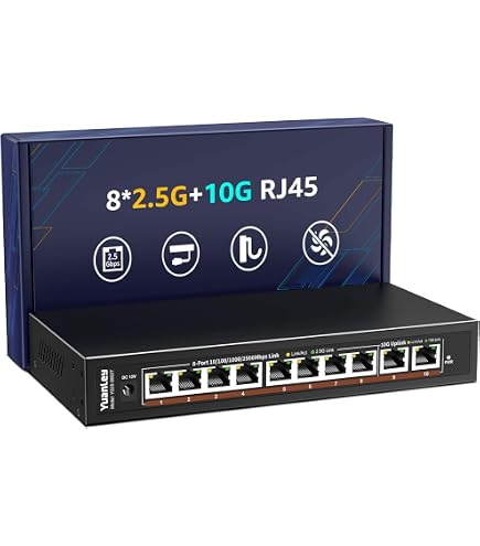 YuanLey 6ポート 10G イーサネットスイッチ Amazon.co.jp: YuanLey 10G スイッチングハブ 6ポート 2.5GbE RJ45 4