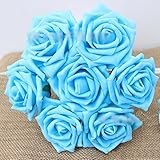 Calcifer@ 24pcs Artificial Flowers Foam Rose Bridal Wedding Bouquets for Wedding Party Home Garden D