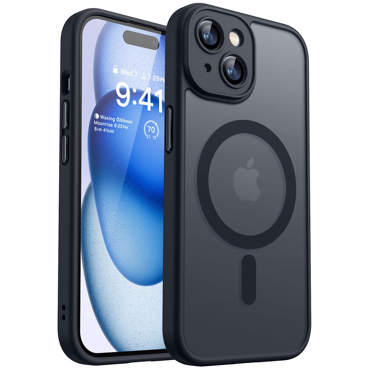 CANSHN iPhone 15 用 ケース Magsafe対応 カメラ周辺保護 ワイヤレス充電 耐衝撃 アイフォン 15 用 ケース ブラック | あいふおん 15 用 ケース,耐衝撃,エアガードコーナー,傷つき防止,指紋防止,リング マグネット搭
