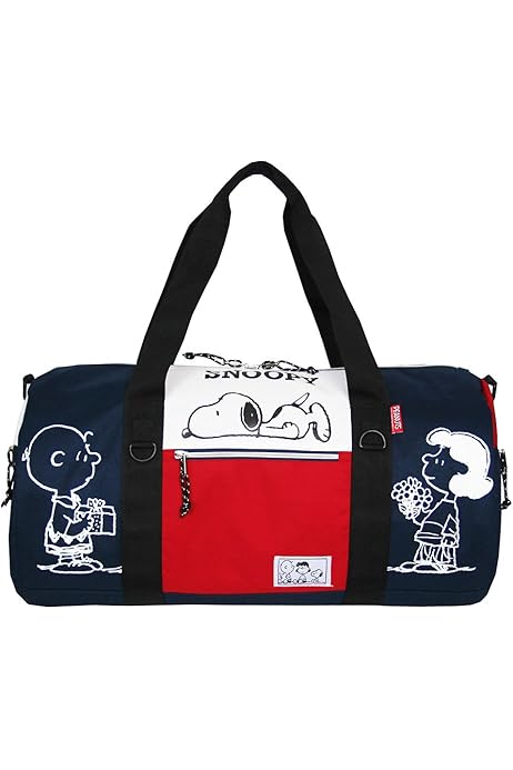 Amazon スヌーピー Snoopy 寝そべりスヌーピー ロールボストン ピンク グレー Snoopy スヌーピー ボストンバッグ