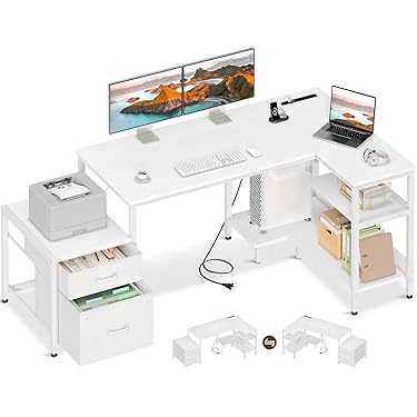 【ホワイト】パソコンデスク 3段シェルフ付 オフィスデスク 簡易デスク 木製 Amazon.co.jp 最新リリース: オフィスデスク の新着ランキングです。