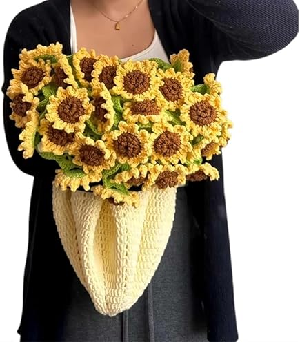 花束ブーケブランケット ひまわり Amazon | 【KOKUMON】ひまわりブーケブランケット かぎ針編みキット